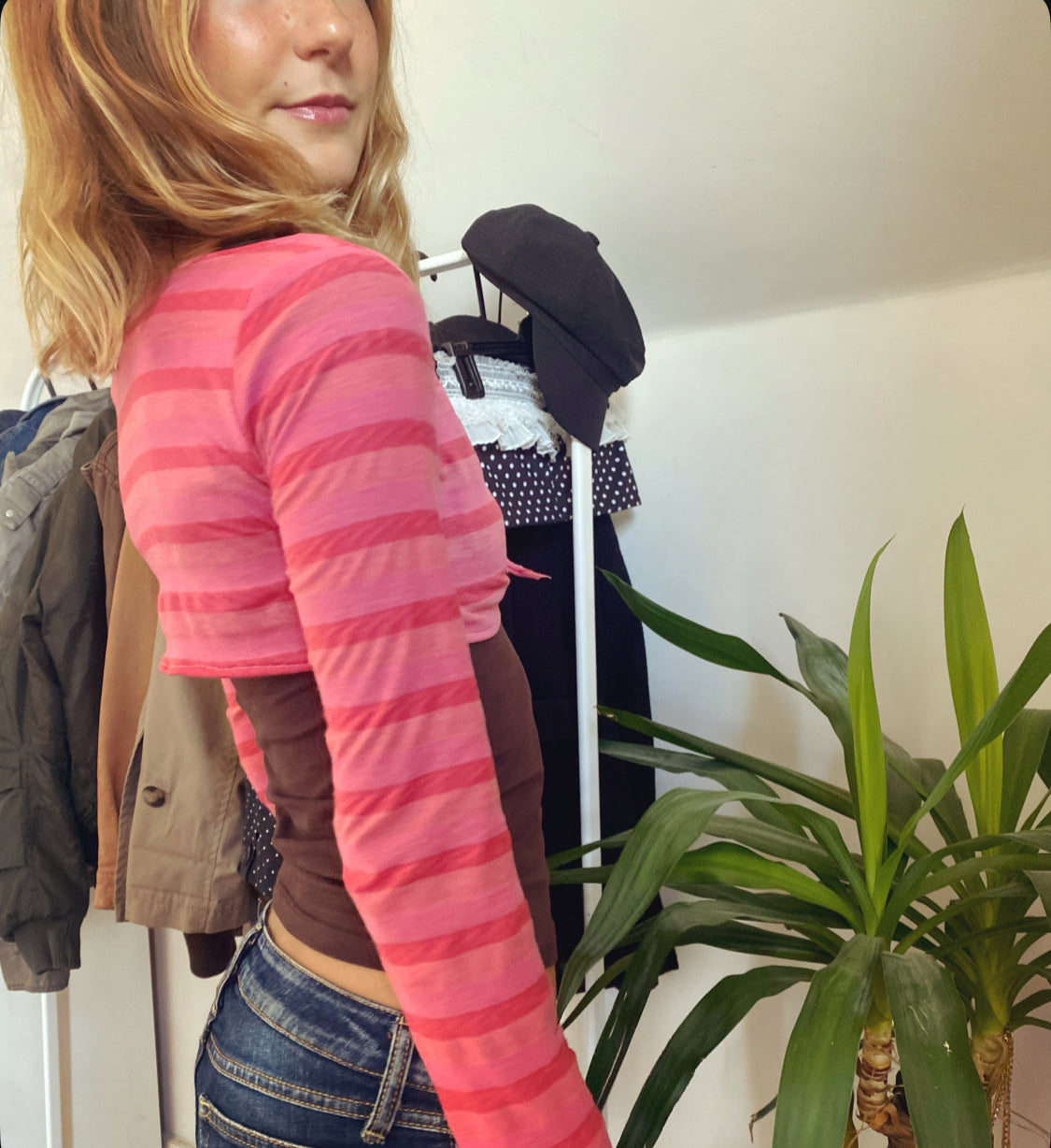 All shades of pink “Coraline”, Striped Bolero